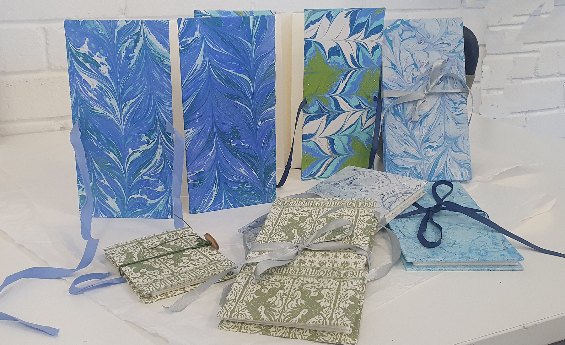 Concertina books in Blueway Art Studio