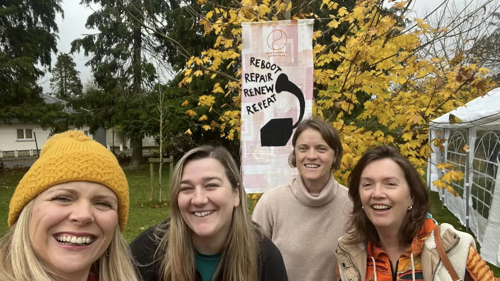 A Future Ancestor community banner installation outdoors